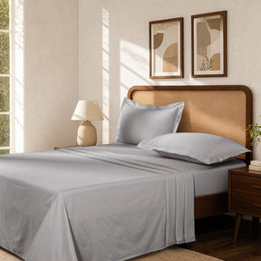 Bedsheet with Pillow Case Fretwork 100% Cotton Jacquard Grey