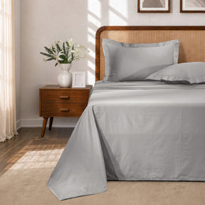 Bedsheet with Pillow Case Fretwork 100% Cotton Jacquard Grey