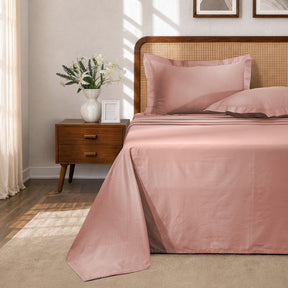 Bedsheet with Pillow Case Fretwork 100% Cotton Jacquard Blush