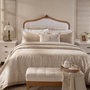 Luxe Elegance Twist Damask 10 Pcs Quilt Set Silver Grey