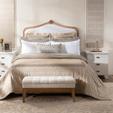 Luxe Elegance Chevron Grid 10 Pcs Quilt Set Silver Grey