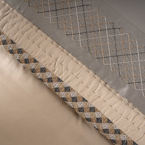 Luxe Elegance Chevron Grid 10 Pcs Quilt Set Silver Grey
