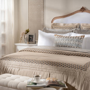 Luxe Elegance Chevron Grid 10 Pcs Quilt Set Silver Grey