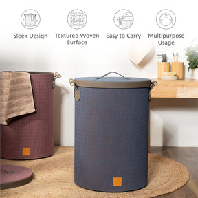 Laundry Basket Wedge Wood Blue 36X36X49.5CM Hazen