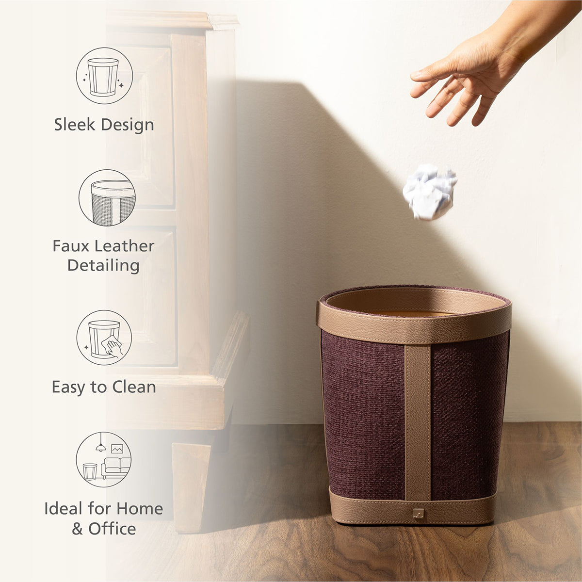 Waste Basket Grape Wine 25.5X20.6X20.6CM Marvin