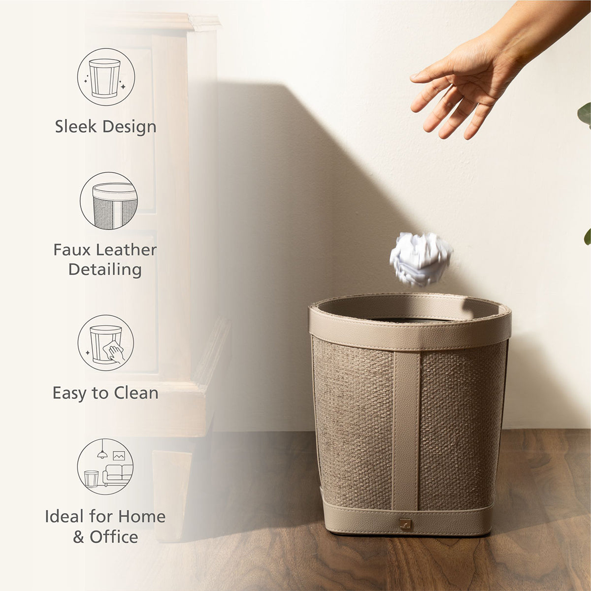 Waste Basket Shadow Grey 25.5X20.6X20.6CM Marvin