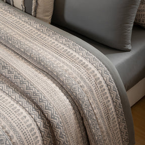 Quilt Set Grey Patternity Print 11Pcs Set Rurban Transit