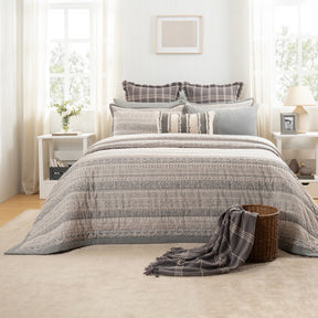 Quilt Set Grey Patternity Print 11Pcs Set Rurban Transit