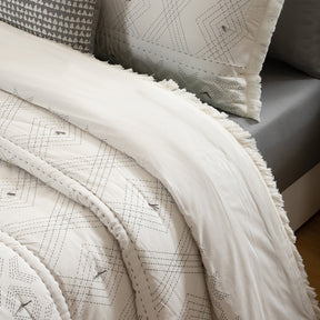 Quilt Set Grey Channel Stitch 11Pcs Set Rurban Transit