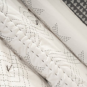 Quilt Set Grey Channel Stitch 11Pcs Set Rurban Transit