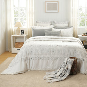 Quilt Set Grey Channel Stitch 11Pcs Set Rurban Transit