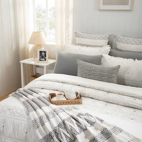 Quilt Set Grey Channel Stitch 11Pcs Set Rurban Transit