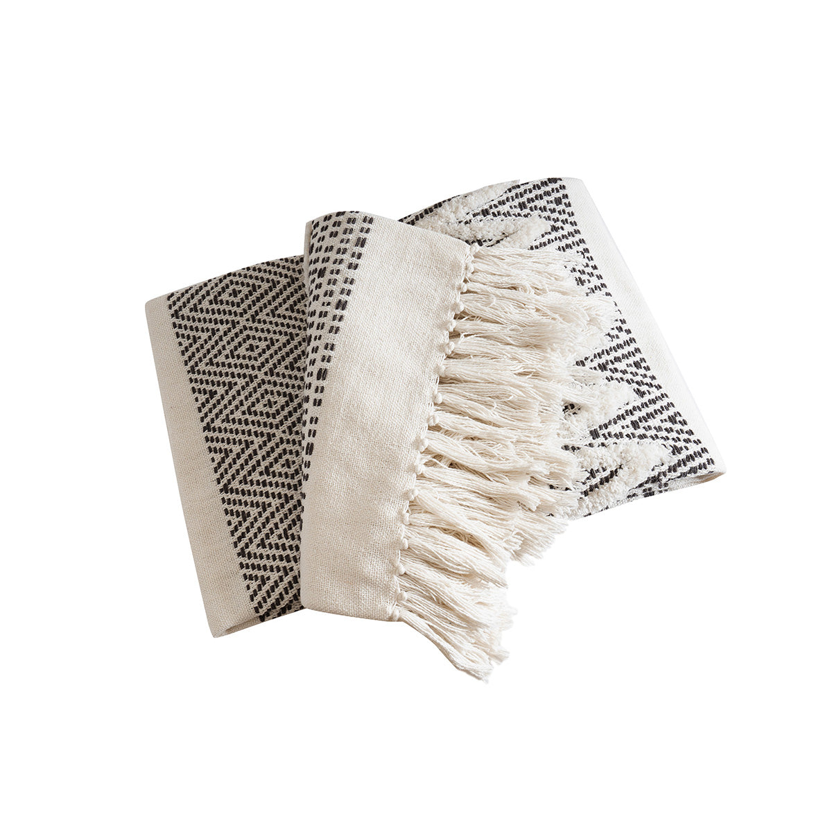 Throw Off White Entangled Zig Zag Rurban Transit