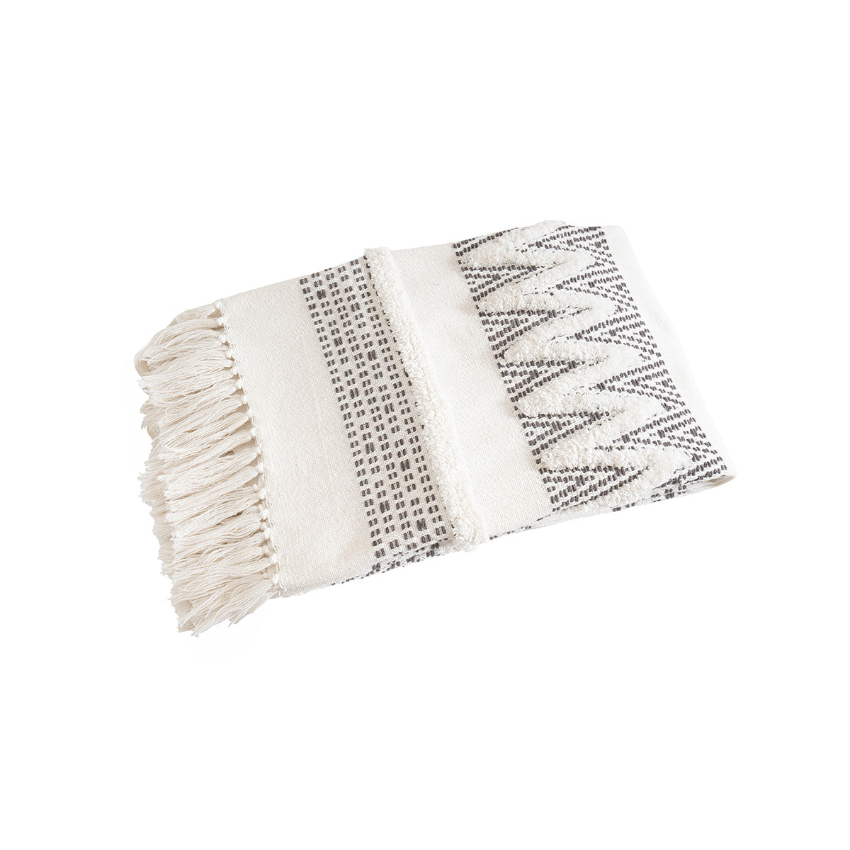 Throw Off White Entangled Zig Zag Rurban Transit