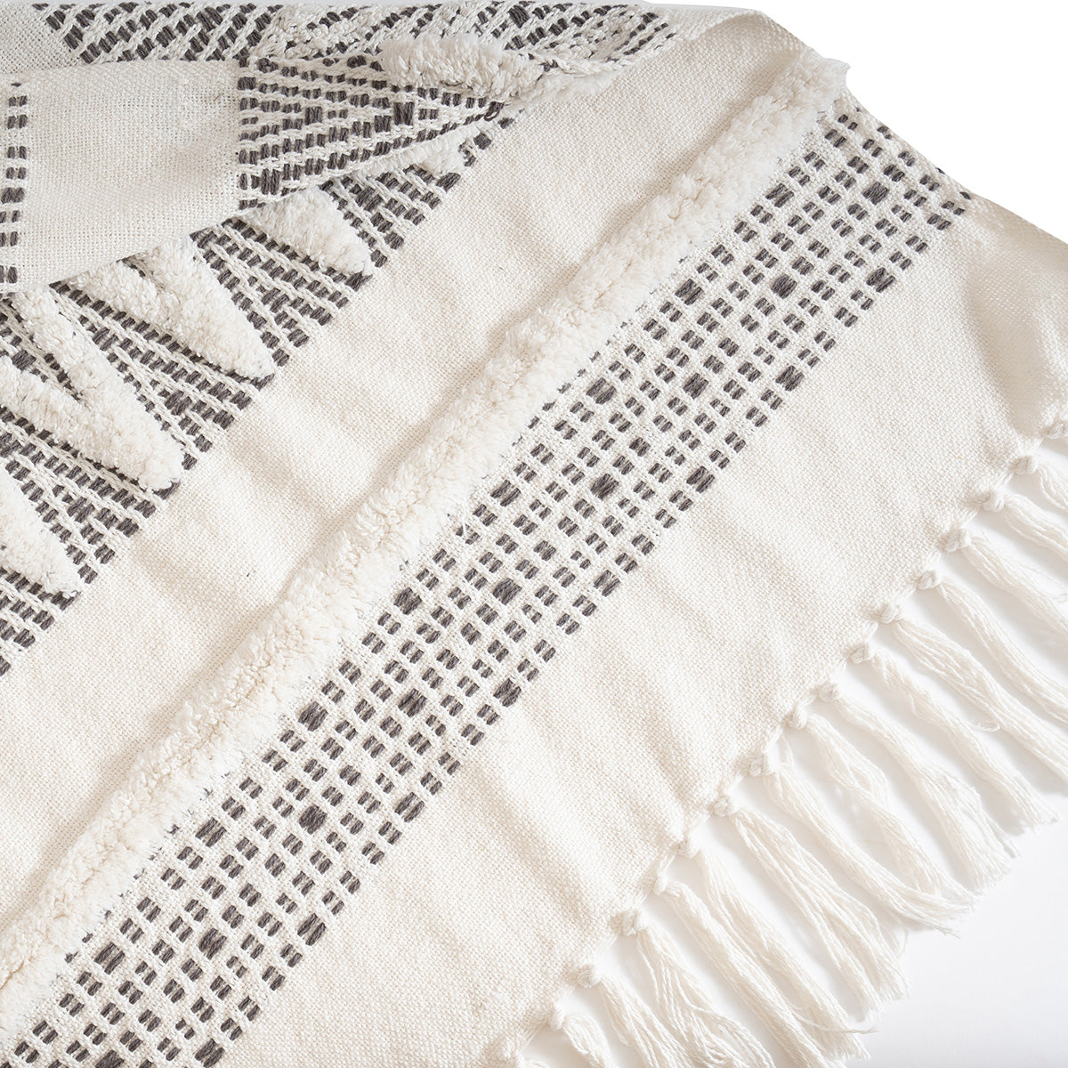 Throw Off White Entangled Zig Zag Rurban Transit