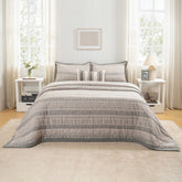 Quilt Set Grey Patternity Print 5Pcs Set Rurban Transit