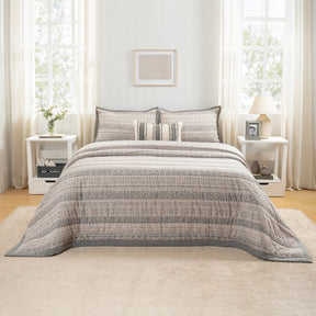 Quilt Set Grey Patternity Print 5Pcs Set Rurban Transit