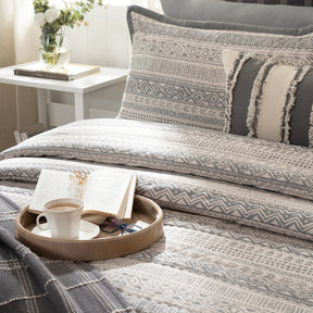 Quilt Set Grey Patternity Print 5Pcs Set Rurban Transit