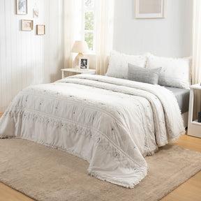 Quilt Set Grey Channel Stitch 5Pcs Set Rurban Transit