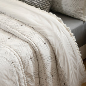 Quilt Set Grey Channel Stitch 5Pcs Set Rurban Transit