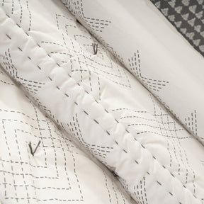 Quilt Set Grey Channel Stitch 5Pcs Set Rurban Transit