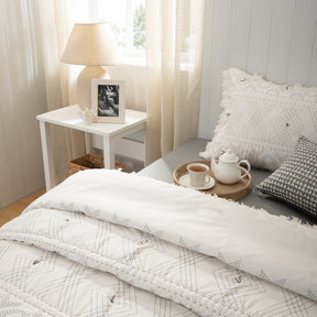 Quilt Set Grey Channel Stitch 5Pcs Set Rurban Transit