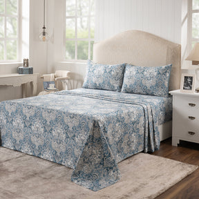 Bedsheet with Pillow Case 100% Cotton Blue Aquarelle Imperial Grace