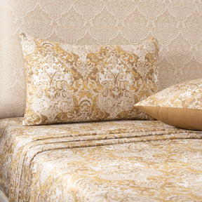 Bedsheet with Pillow Case 100% Cotton Gold Aquarelle Imperial Grace