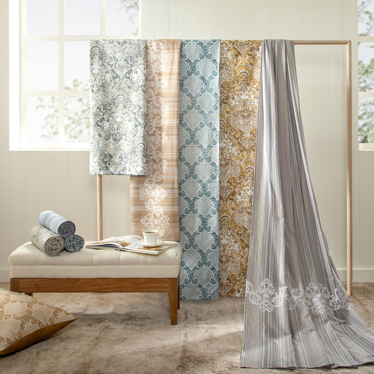 Bedsheet with Pillow Case 100% Cotton Gold Aquarelle Imperial Grace