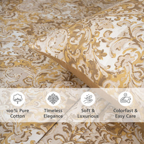 Bedsheet with Pillow Case 100% Cotton Gold Aquarelle Imperial Grace