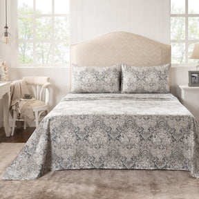 Bedsheet with Pillow Case 100% Cotton Grey Aquarelle Imperial Grace