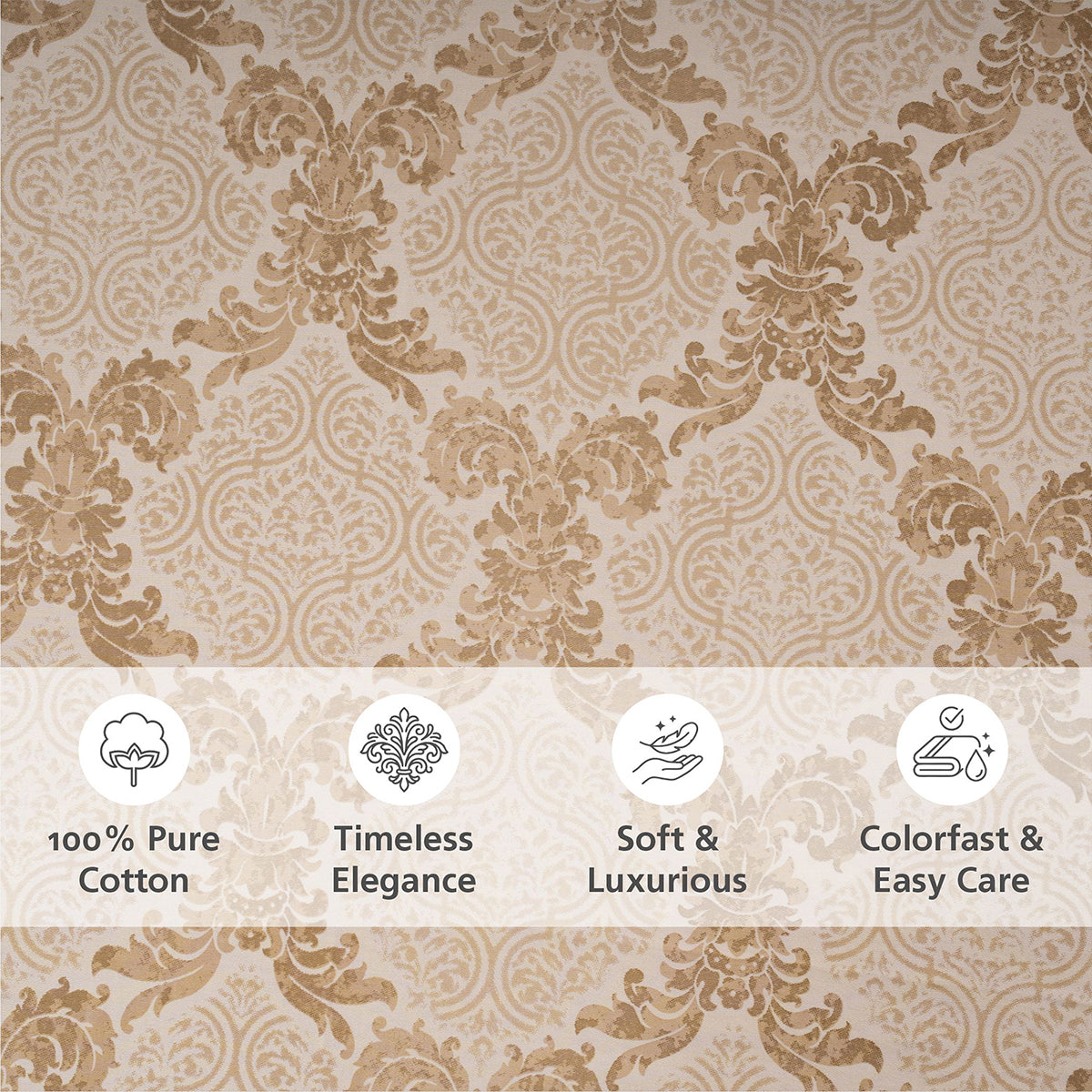 Bedsheet with Pillow Case 100% Cotton Gold Damascene Imperial Grace