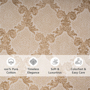 Bedsheet with Pillow Case 100% Cotton Gold Damascene Imperial Grace