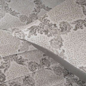 Bedsheet with Pillow Case 100% Cotton Grey Damascene Imperial Grace