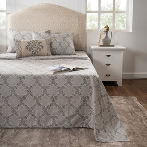 Bedsheet with Pillow Case 100% Cotton Grey Damascene Imperial Grace