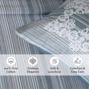 Bedsheet with Pillow Case 100% Cotton Blue Veloura Imperial Grace