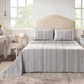 Bedsheet with Pillow Case 100% Cotton Grey Veloura Imperial Grace