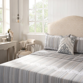 Bedsheet with Pillow Case 100% Cotton Grey Veloura Imperial Grace