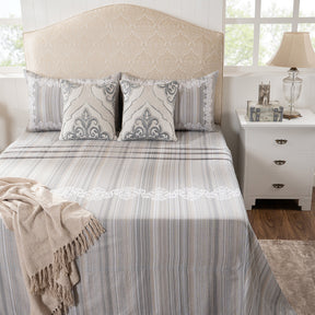 Bedsheet with Pillow Case 100% Cotton Grey Veloura Imperial Grace