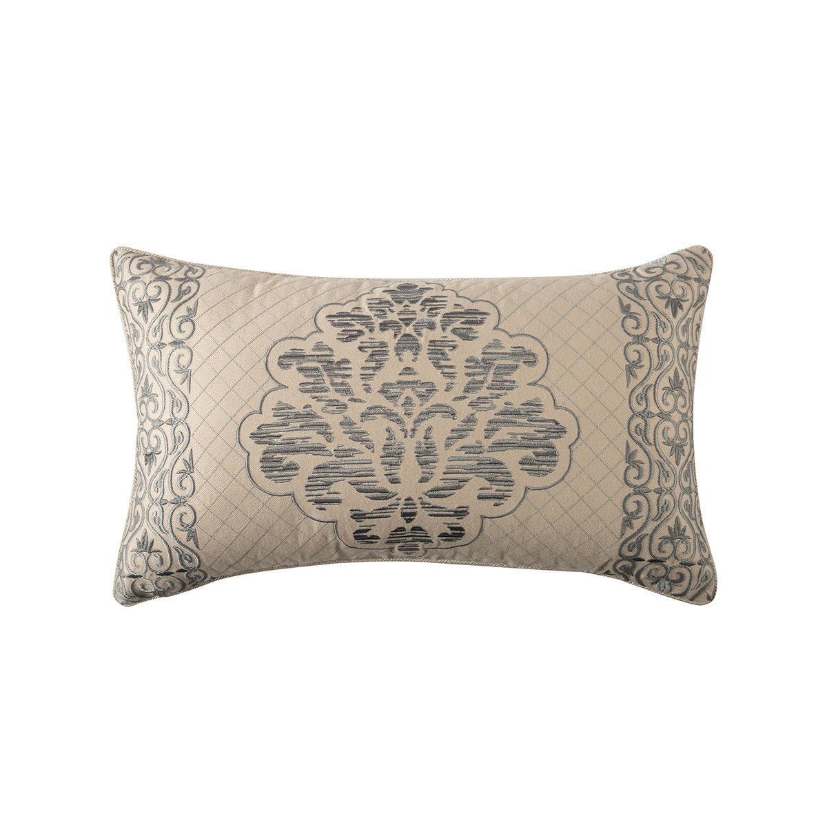 Cushion Cover Grey Aristo Damask Imperial Grace