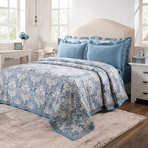 Duvet Cover with Pillow Case 100% Cotton Blue Aquarelle Imperial Grace