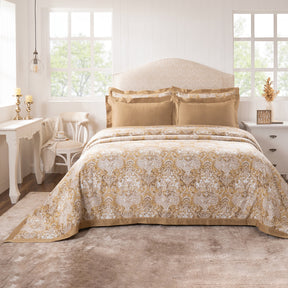 Duvet Cover with Pillow Case 100% Cotton Gold Aquarelle Imperial Grace