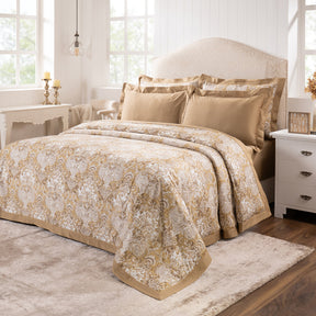 Duvet Cover with Pillow Case 100% Cotton Gold Aquarelle Imperial Grace
