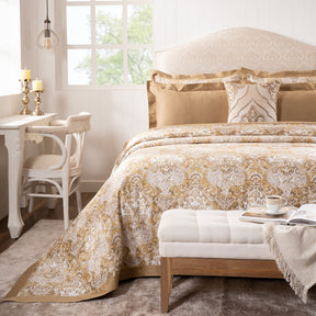 Duvet Cover with Pillow Case 100% Cotton Gold Aquarelle Imperial Grace