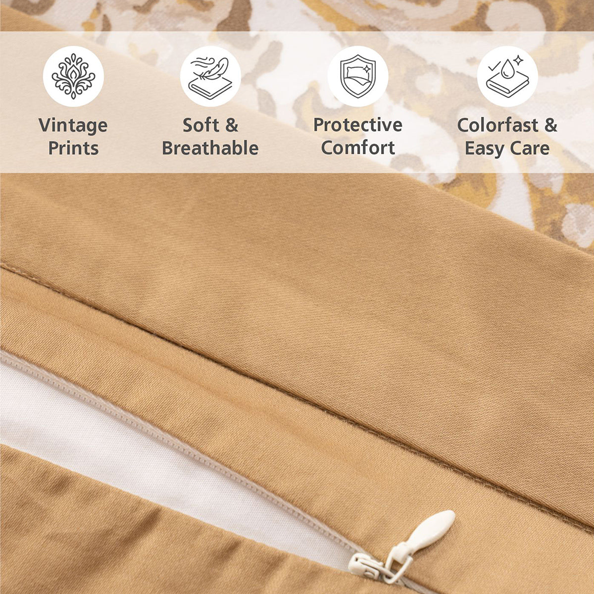 Duvet Cover with Pillow Case 100% Cotton Gold Aquarelle Imperial Grace