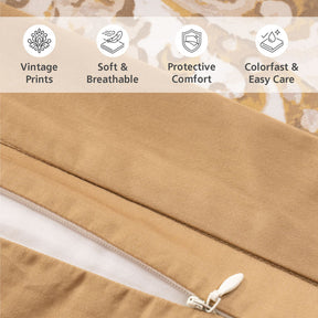 Duvet Cover with Pillow Case 100% Cotton Gold Aquarelle Imperial Grace