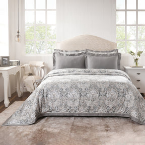 Duvet Cover with Pillow Case 100% Cotton Grey Aquarelle Imperial Grace