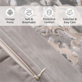 Duvet Cover with Pillow Case 100% Cotton Grey Aquarelle Imperial Grace