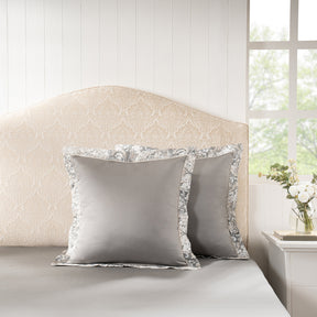 Pillow Case Euro Set 100% Cotton Grey Aquarelle Imperial Grace