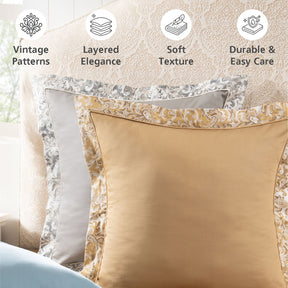 Pillow Case Euro Set 100% Cotton Grey Aquarelle Imperial Grace